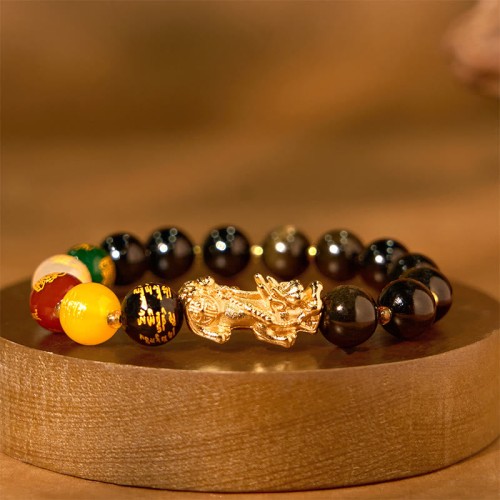 Gold Sheen Obsidian PiXiu Wealth Bracelet Gold Sheen Obsidian PiXiu Wealth Bracelet