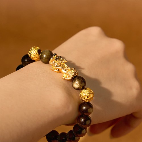 Gold Sheen Obsidian PiXiu Wealth Bracelet Gold Sheen Obsidian PiXiu Wealth Bracelet