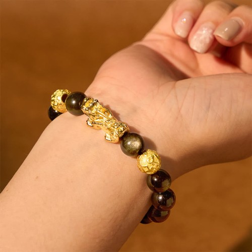 Gold Sheen Obsidian PiXiu Wealth Bracelet Gold Sheen Obsidian PiXiu Wealth Bracelet
