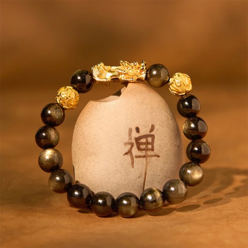 Gold Sheen Obsidian PiXiu Wealth Bracelet Gold Sheen Obsidian PiXiu Wealth Bracelet