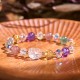 PiXiu White Crystal Citrine Strawberry Quartz Bracelet