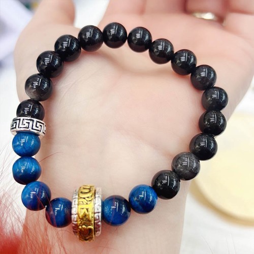 Silver Sheen Obsidian Blue Tiger Eye Protection Bracelet Silver Sheen Obsidian Blue Tiger Eye Protection Bracelet
