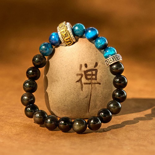 Silver Sheen Obsidian Blue Tiger Eye Protection Bracelet Silver Sheen Obsidian Blue Tiger Eye Protection Bracelet