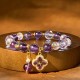 Amethyst Crystal Four Leaf Clover Healing Bracelet Amethyst Crystal Four Leaf Clover Healing Bracelet