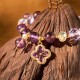Amethyst Crystal Four Leaf Clover Healing Bracelet Amethyst Crystal Four Leaf Clover Healing Bracelet