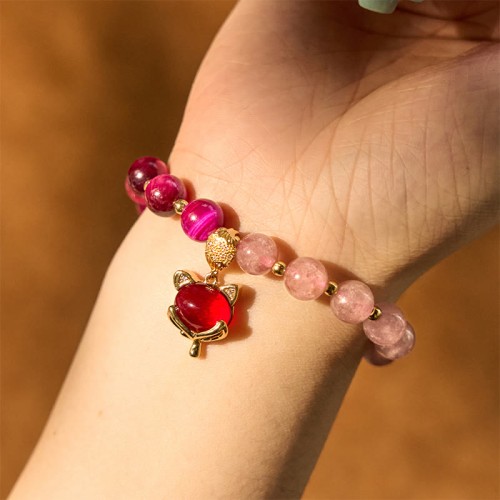 Strawberry Quartz PiXiu Love Bracelet