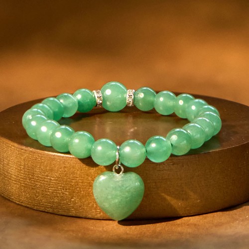Crystal Green Aventurine Love Heart Balance Bracelet Crystal Green Aventurine Love Heart Balance Bracelet