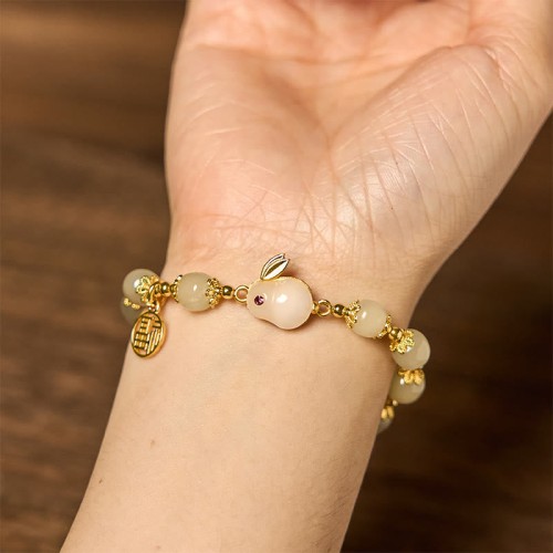 Hetian Jade Fu Character Rabbit Abundance Bracelet