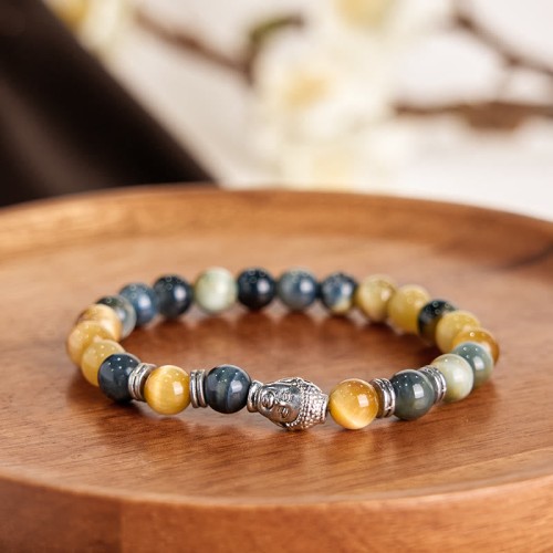 Blue Green Red Tiger Eye Buddha Balance Bracelet Blue Green Red Tiger Eye Buddha Balance Bracelet