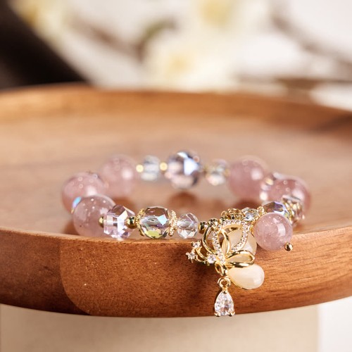 Strawberry Quartz Butterfly Healing Bracelet