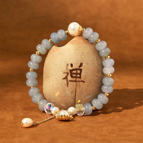 Aquamarine Pearl Shell Healing Bracelet Aquamarine Pearl Shell Healing Bracelet