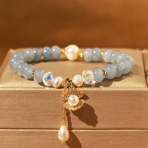 Aquamarine Pearl Shell Healing Bracelet Aquamarine Pearl Shell Healing Bracelet
