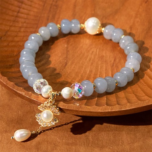 Aquamarine Pearl Shell Healing Bracelet Aquamarine Pearl Shell Healing Bracelet