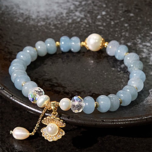 Aquamarine Pearl Shell Healing Bracelet Aquamarine Pearl Shell Healing Bracelet