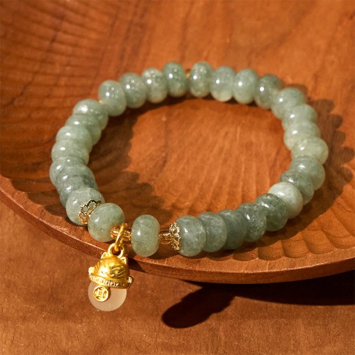 Strawberry Quartz Cyan Jade Lucky Cat Bracelet Strawberry Quartz Cyan Jade Lucky Cat Bracelet