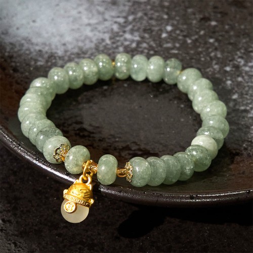 Strawberry Quartz Cyan Jade Lucky Cat Bracelet Strawberry Quartz Cyan Jade Lucky Cat Bracelet