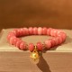 Strawberry Quartz Cyan Jade Lucky Cat Bracelet Strawberry Quartz Cyan Jade Lucky Cat Bracelet