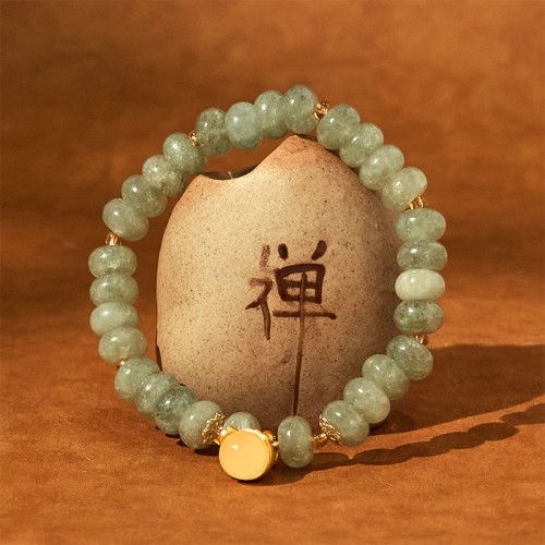 Strawberry Quartz Cyan Jade Lucky Cat Bracelet Strawberry Quartz Cyan Jade Lucky Cat Bracelet