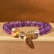 Amethyst White Crystal Flower Healing Bracelet Amethyst White Crystal Flower Healing Bracelet