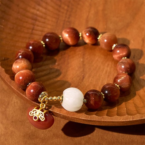 Red Tiger Eye Pumpkin Calm Bracelet