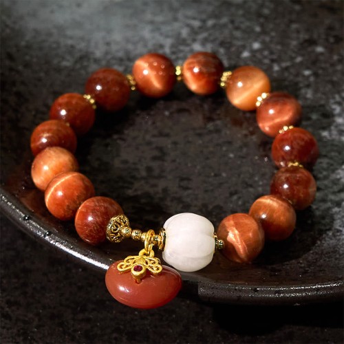Red Tiger Eye Pumpkin Calm Bracelet