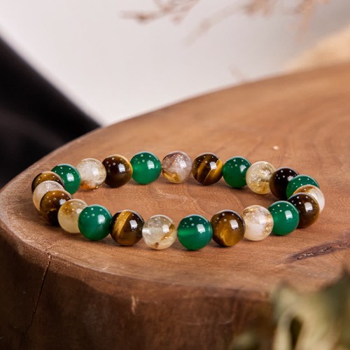 Tiger Eye Green Agate Citrine Mix Protection Bracelet Tiger Eye Green Agate Citrine Mix Protection Bracelet