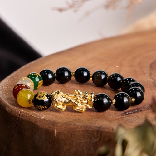 Gold Sheen Obsidian PiXiu Wealth Bracelet Gold Sheen Obsidian PiXiu Wealth Bracelet