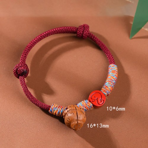 Chinese Zodiac Red String Peach Pit Cinnabar Bracelet Chinese Zodiac Red String Peach Pit Cinnabar Bracelet