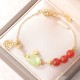 Red Agate Hetian Jade Rabbit Luck Bracelet