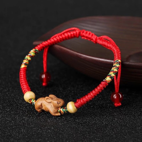 Chinese Zodiac Red String Peach Wood Luck Bracelet Chinese Zodiac Red String Peach Wood Luck Bracelet
