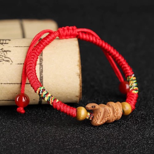 Chinese Zodiac Red String Peach Wood Luck Bracelet Chinese Zodiac Red String Peach Wood Luck Bracelet