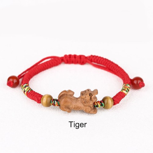 Chinese Zodiac Red String Peach Wood Luck Bracelet Chinese Zodiac Red String Peach Wood Luck Bracelet