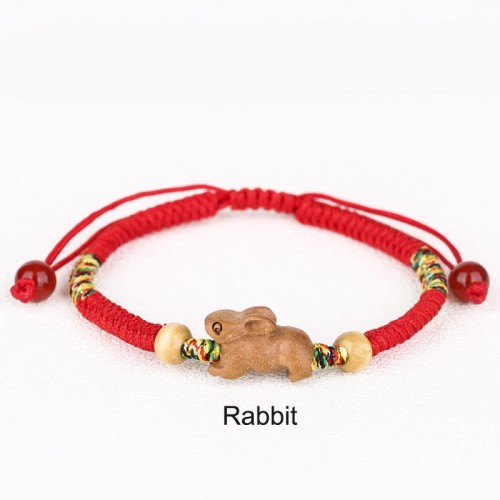 Chinese Zodiac Red String Peach Wood Luck Bracelet Chinese Zodiac Red String Peach Wood Luck Bracelet
