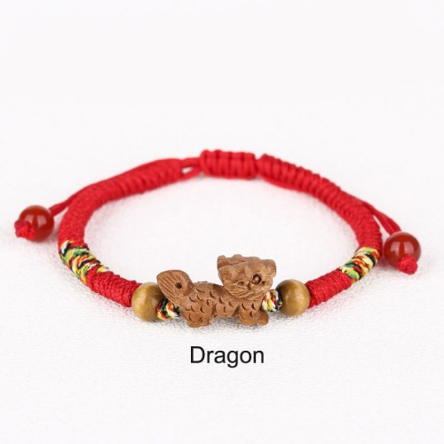Chinese Zodiac Red String Peach Wood Luck Bracelet Chinese Zodiac Red String Peach Wood Luck Bracelet