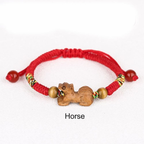 Chinese Zodiac Red String Peach Wood Luck Bracelet Chinese Zodiac Red String Peach Wood Luck Bracelet
