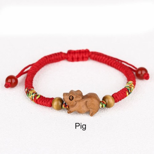 Chinese Zodiac Red String Peach Wood Luck Bracelet Chinese Zodiac Red String Peach Wood Luck Bracelet
