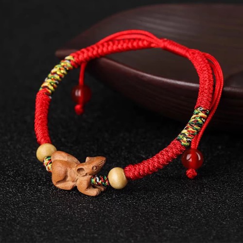 Chinese Zodiac Red String Peach Wood Luck Bracelet Chinese Zodiac Red String Peach Wood Luck Bracelet