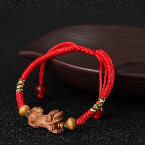 Chinese Zodiac Red String Peach Wood Luck Bracelet Chinese Zodiac Red String Peach Wood Luck Bracelet