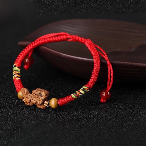 Chinese Zodiac Red String Peach Wood Luck Bracelet Chinese Zodiac Red String Peach Wood Luck Bracelet