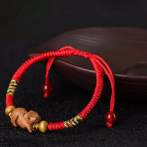 Chinese Zodiac Red String Peach Wood Luck Bracelet Chinese Zodiac Red String Peach Wood Luck Bracelet