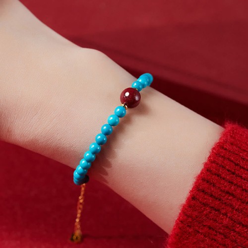 925 Silver Turquoise Cinnabar Purification Bracelet 925 Silver Turquoise Cinnabar Purification Bracelet
