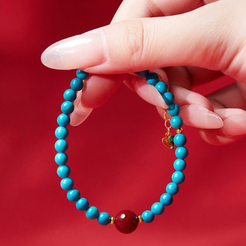 925 Silver Turquoise Cinnabar Purification Bracelet 925 Silver Turquoise Cinnabar Purification Bracelet