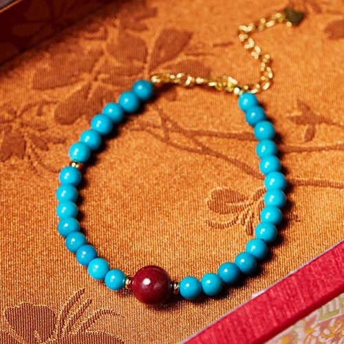 925 Silver Turquoise Cinnabar Purification Bracelet 925 Silver Turquoise Cinnabar Purification Bracelet