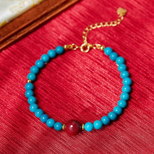 925 Silver Turquoise Cinnabar Purification Bracelet 925 Silver Turquoise Cinnabar Purification Bracelet