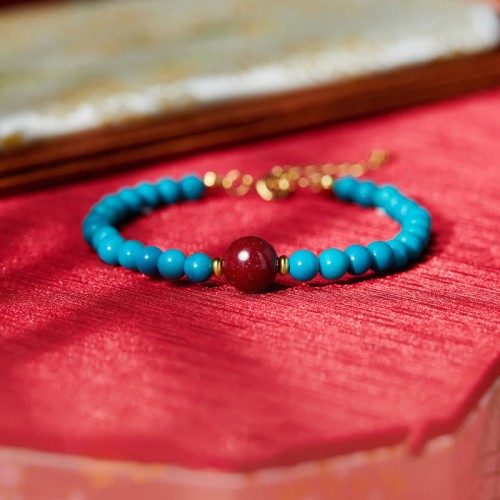 925 Silver Turquoise Cinnabar Purification Bracelet 925 Silver Turquoise Cinnabar Purification Bracelet