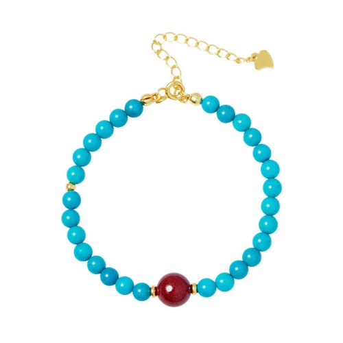 925 Silver Turquoise Cinnabar Purification Bracelet 925 Silver Turquoise Cinnabar Purification Bracelet