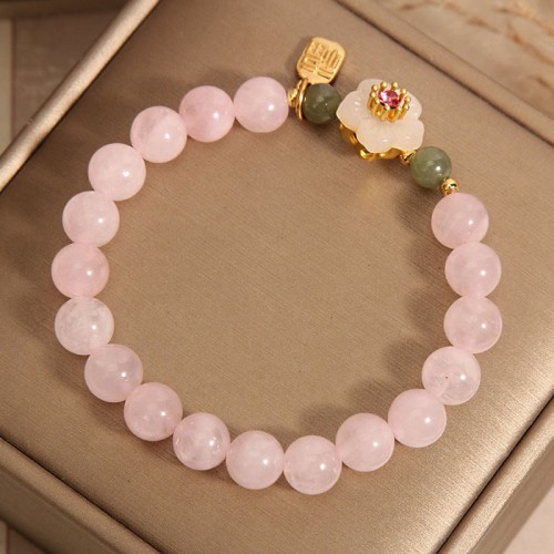 Rose Quartz Hetian Jade Fu Relationships Bracelet Rose Quartz Hetian Jade Fu Relationships Bracelet