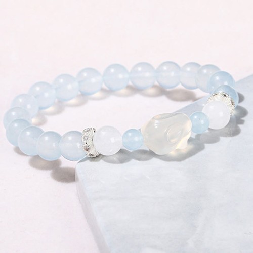Blue Chalcedony White Agate Rabbit Balance Bracelet Blue Chalcedony White Agate Rabbit Balance Bracelet
