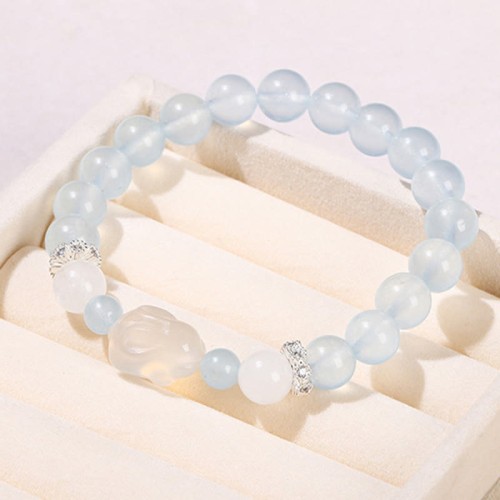 Blue Chalcedony White Agate Rabbit Balance Bracelet Blue Chalcedony White Agate Rabbit Balance Bracelet