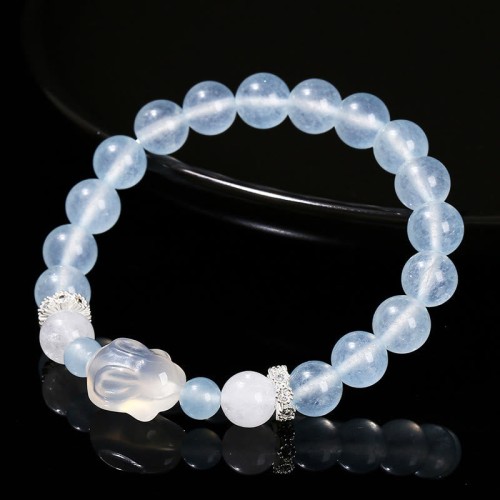 Blue Chalcedony White Agate Rabbit Balance Bracelet Blue Chalcedony White Agate Rabbit Balance Bracelet